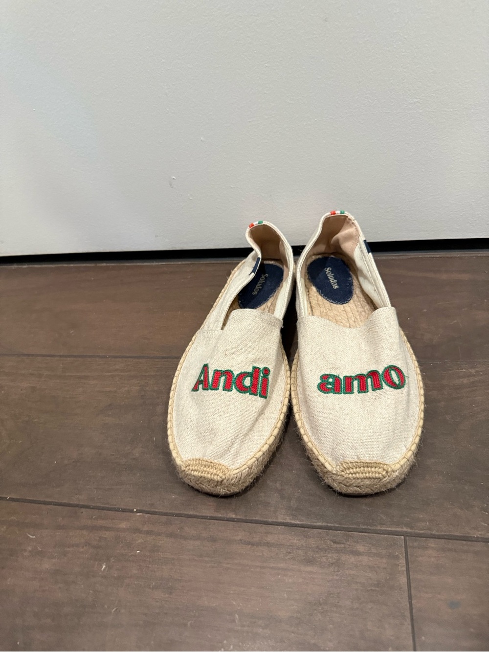 Men’s  Beige Espadrille Slip-Ons with Green & Red Accent